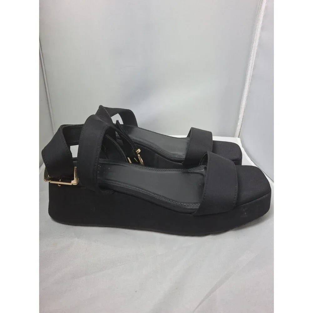 ASOS DESIGN black Ankle Strap Sandals Size 8 W